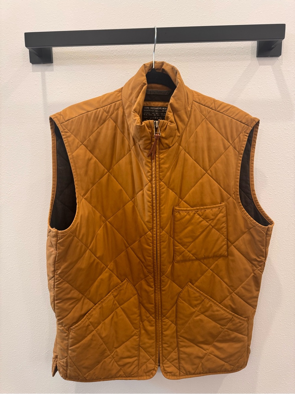J Crew Quilted Men's Vest in Caramel Brown